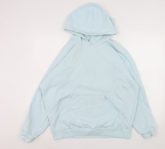Adidas Women's Light Blue Pullover Hoodie Size L Cotton Blend Sweatshirt