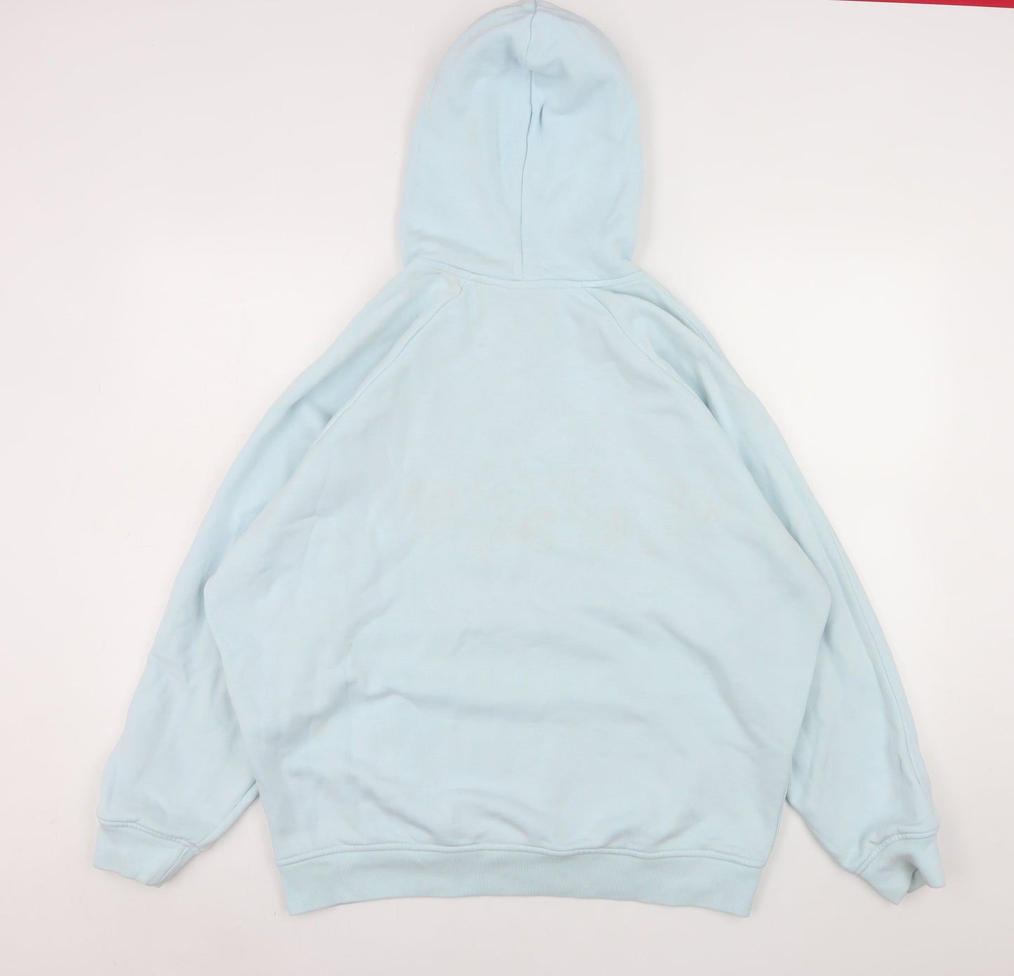 Adidas Women's Light Blue Pullover Hoodie Size L Cotton Blend Sweatshirt