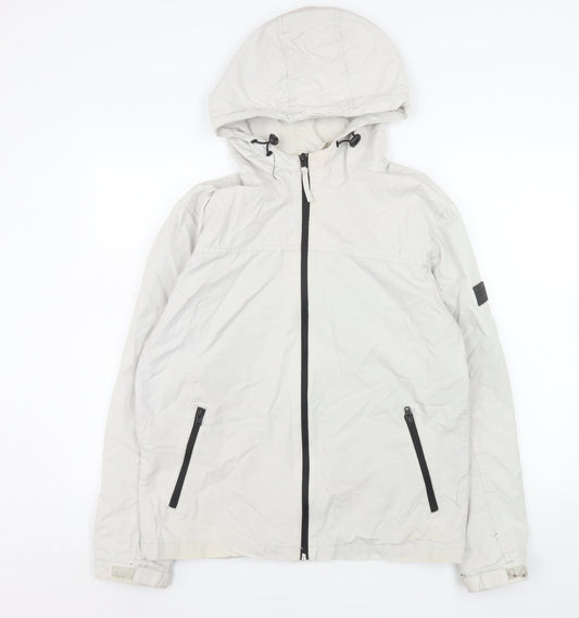 Jack & Jones Men’s White L Hooded Windbreaker Jacket