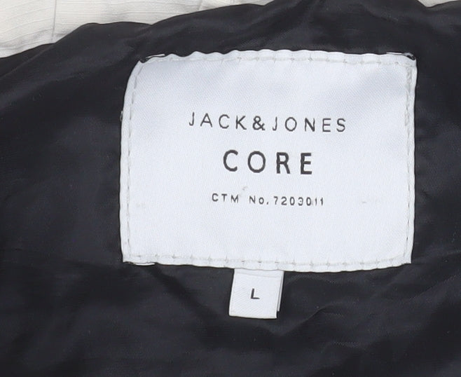 Jack & Jones Men’s White L Hooded Windbreaker Jacket
