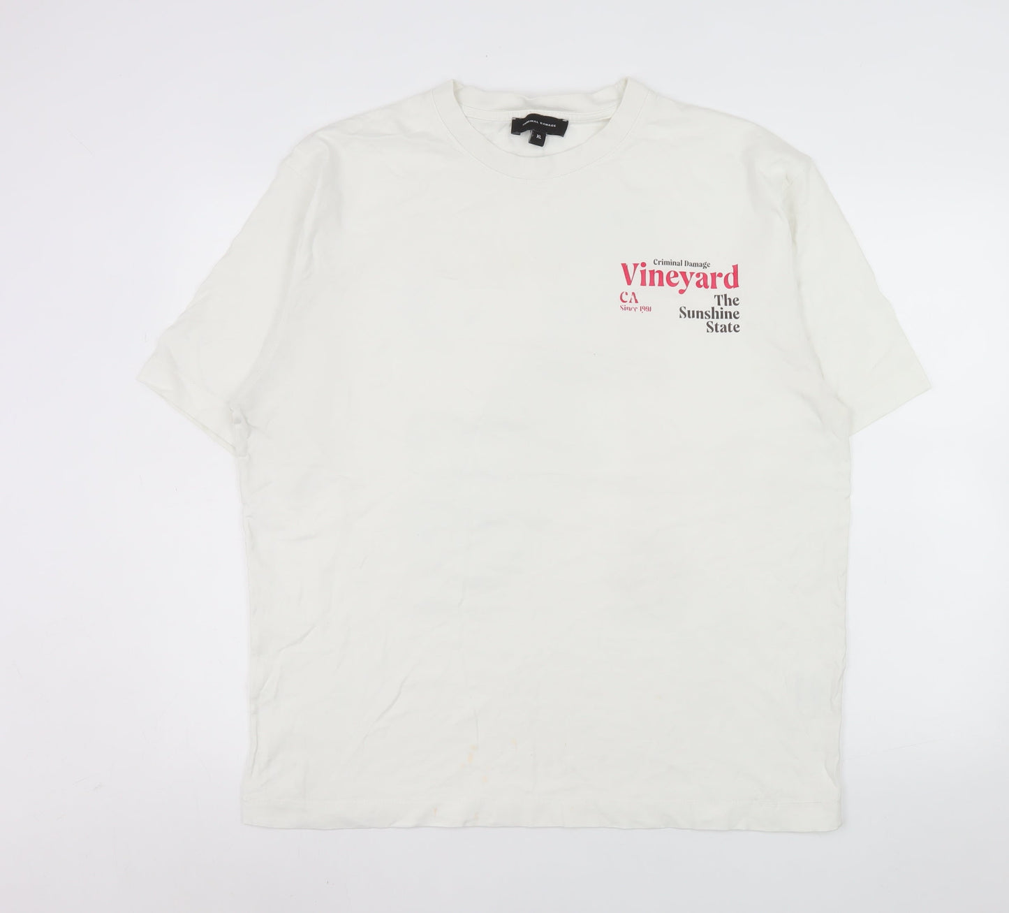 Criminal Damage Men's White California Vineyard Graphic T-Shirt XL