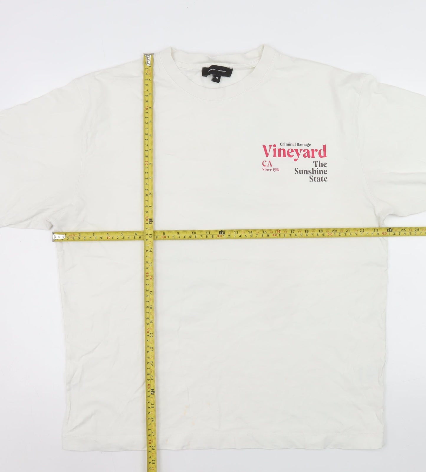 Criminal Damage Men's White California Vineyard Graphic T-Shirt XL