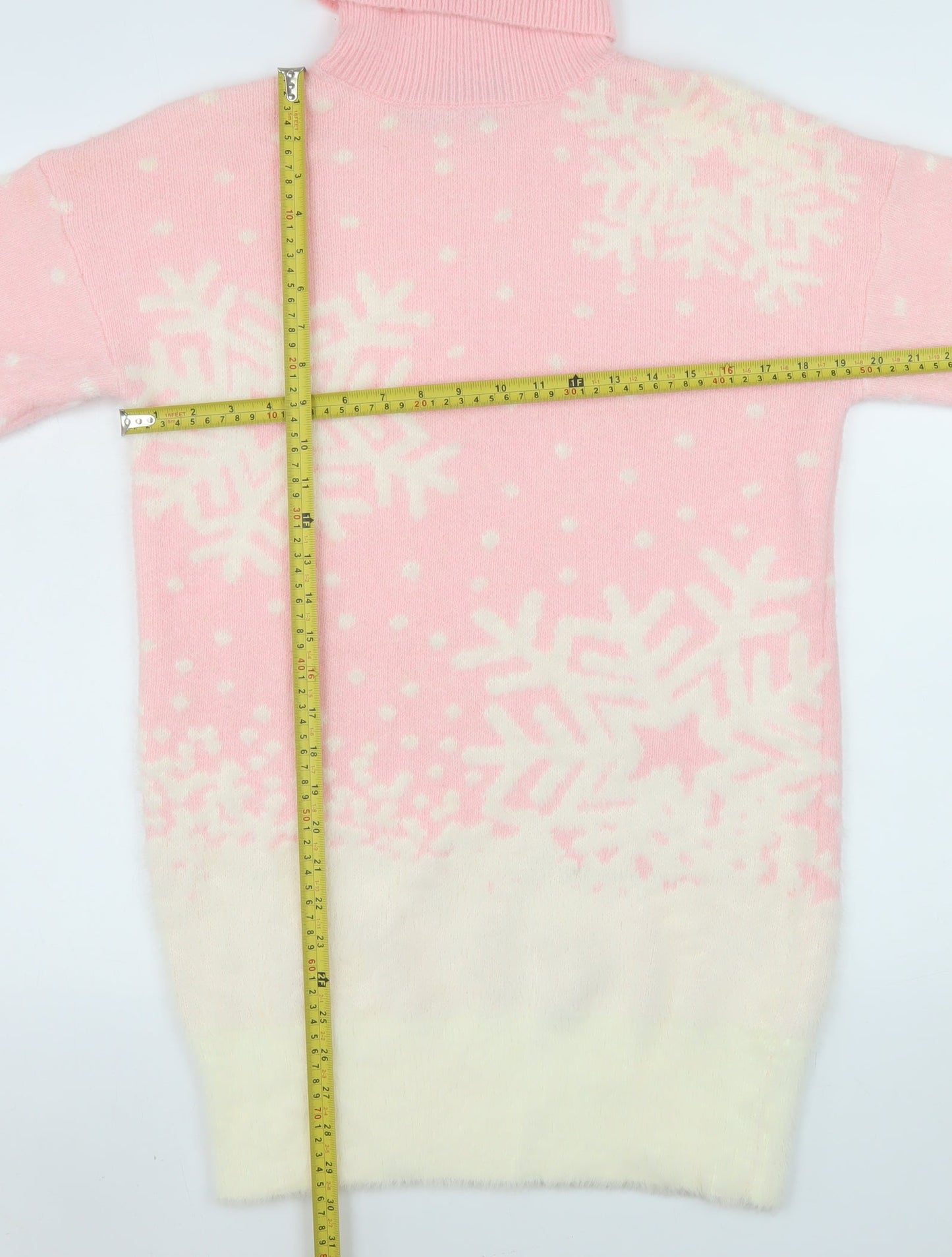 Boohoo Women Pink Roll Neck Snowflake Knit Jumper Size M