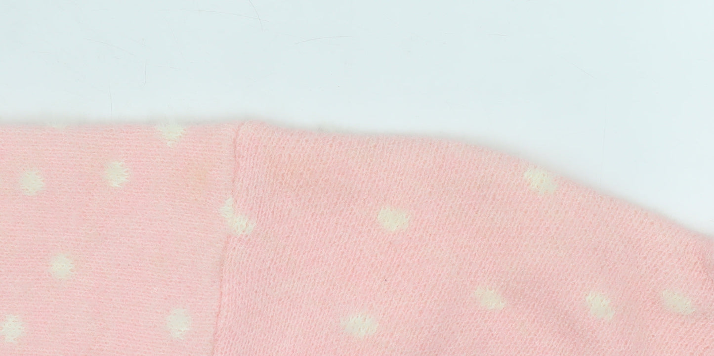 Boohoo Women Pink Roll Neck Snowflake Knit Jumper Size M