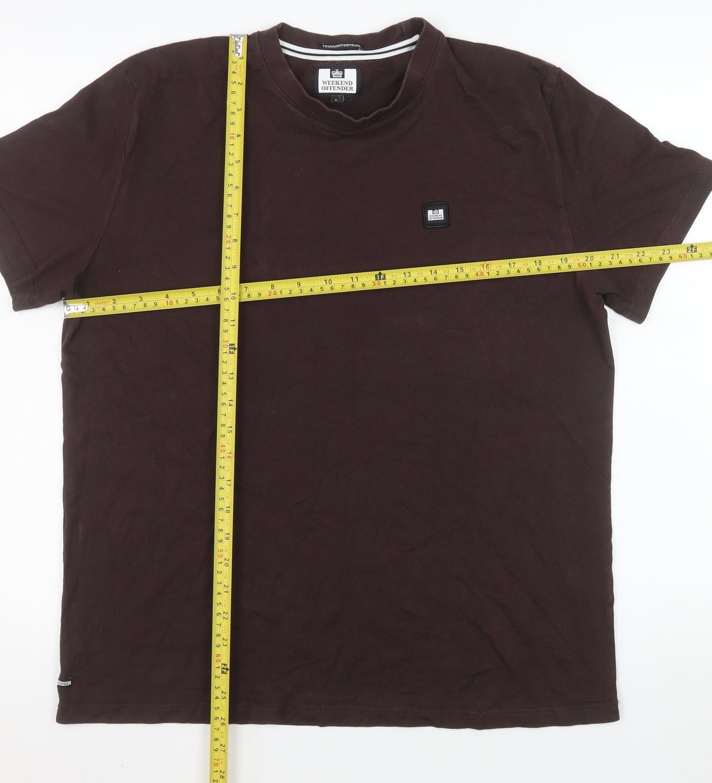 Weekend Offender Men's Brown Cotton Crew Neck T-Shirt Size L