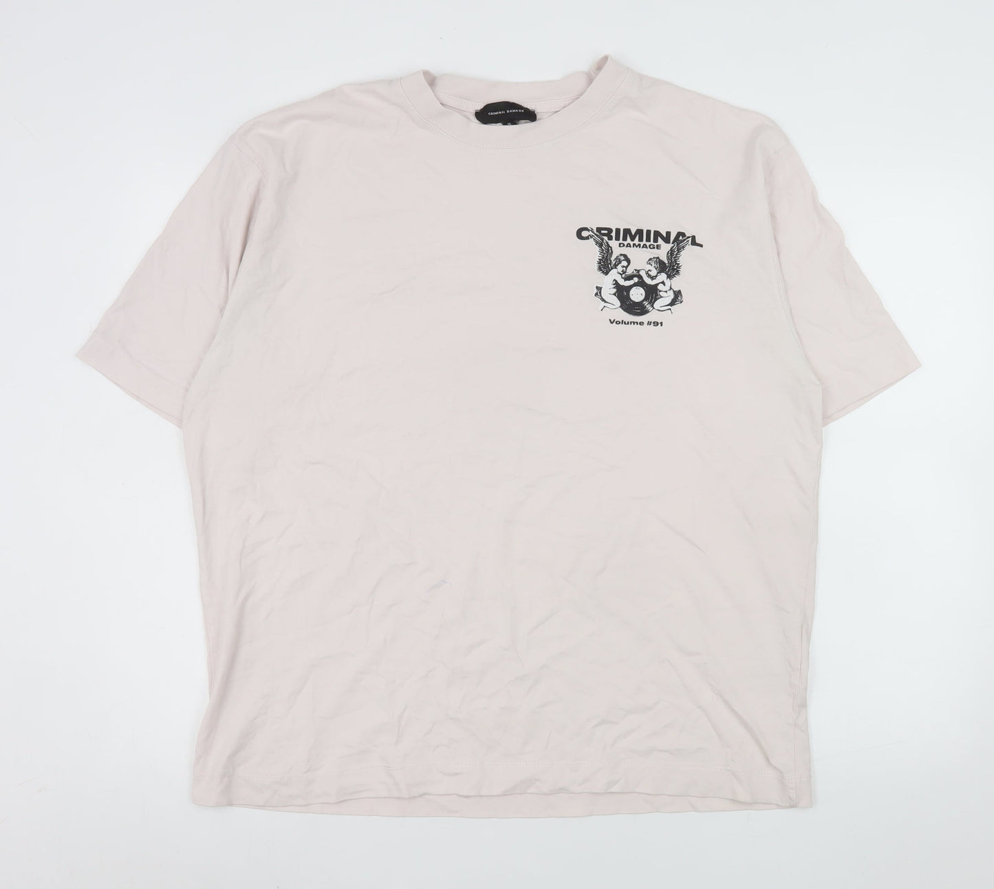 Criminal Damage Men's Beige Music Graphic Print XL T-Shirt