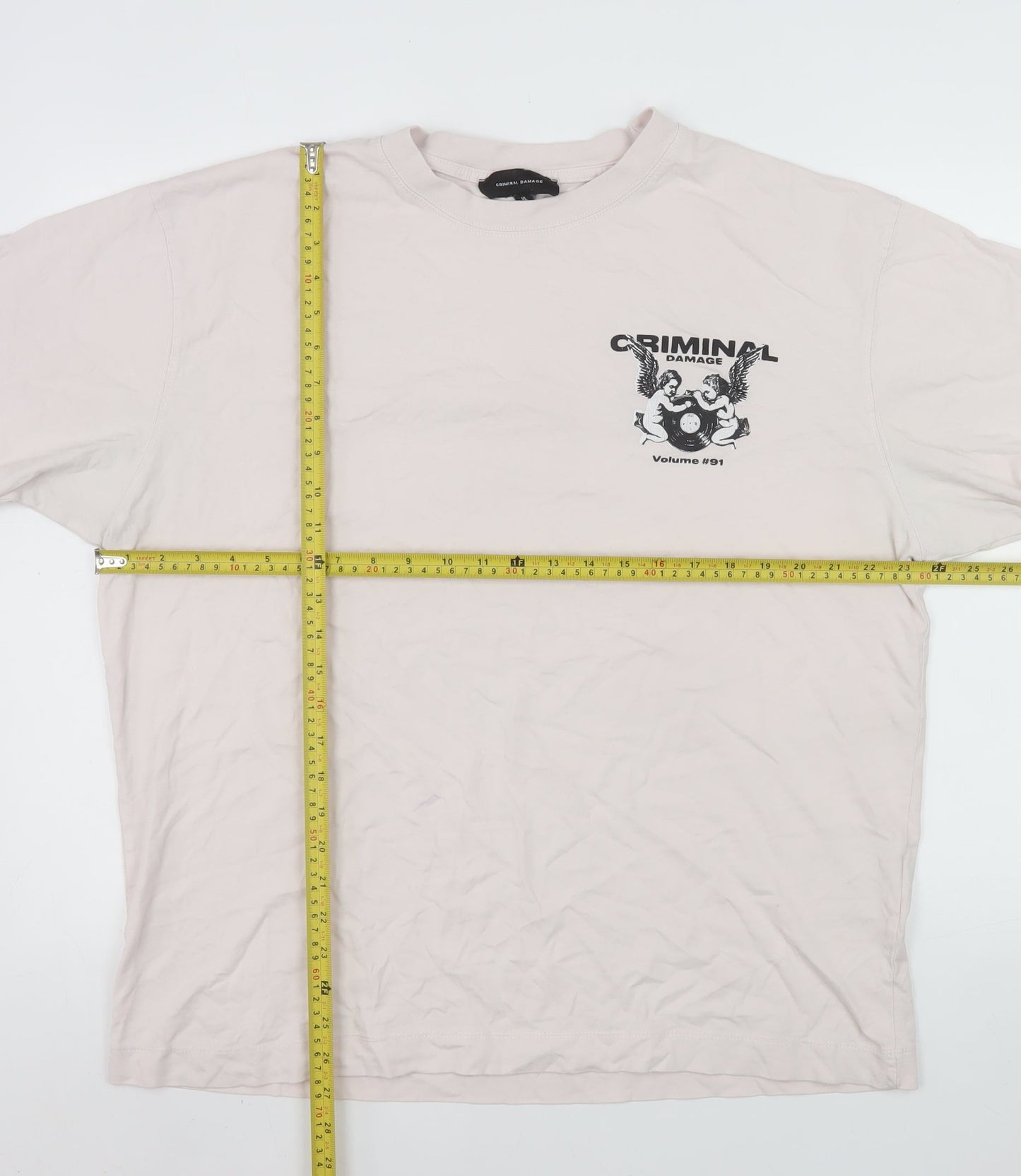 Criminal Damage Men's Beige Music Graphic Print XL T-Shirt