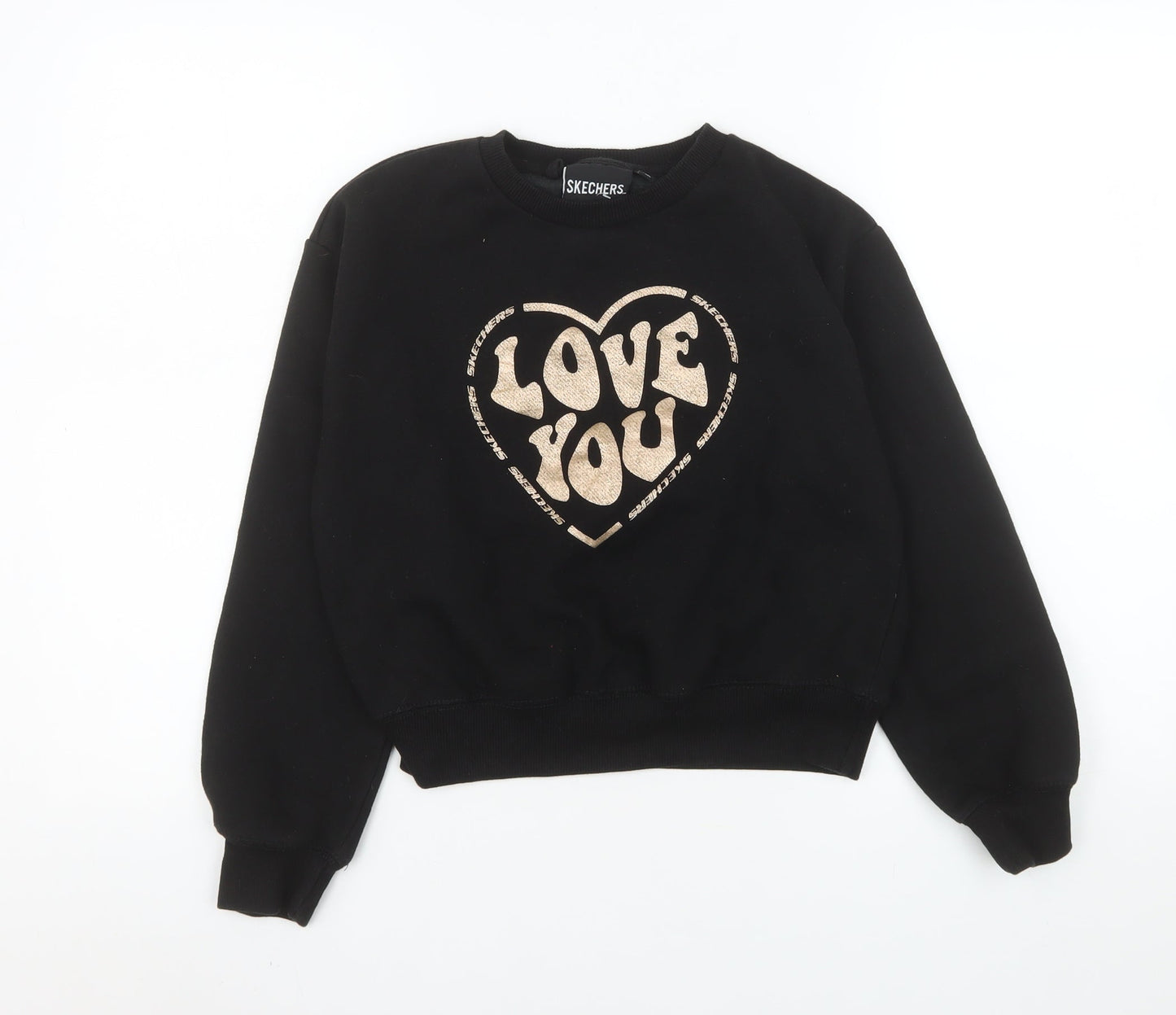 Skechers Girls Black Love You Graphic Pullover Sweatshirt 12-13 Years