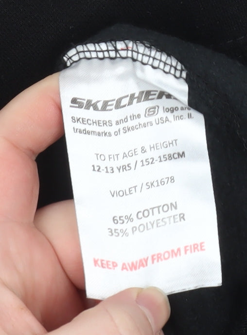 Skechers Girls Black Love You Graphic Pullover Sweatshirt 12-13 Years
