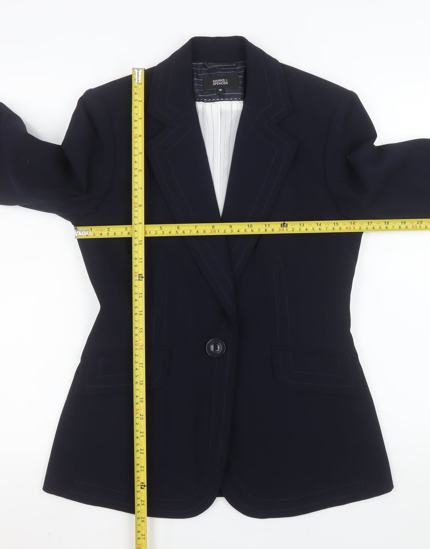 Marks and Spencer Women's Navy Single-Breasted Blazer UK 10