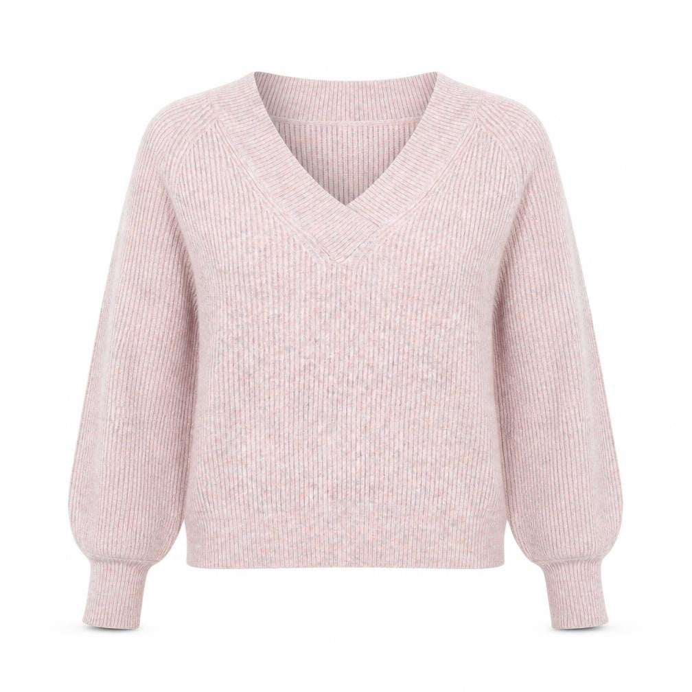 Next Womens Pink V-Neck Ribbed Knit Pullover Jumper XS