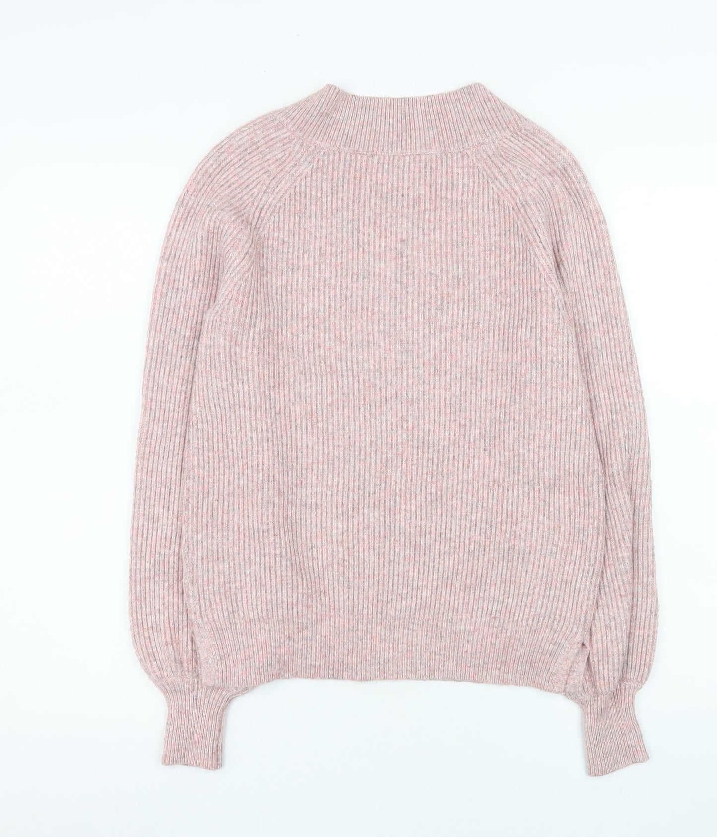 Next Womens Pink V-Neck Ribbed Knit Pullover Jumper XS