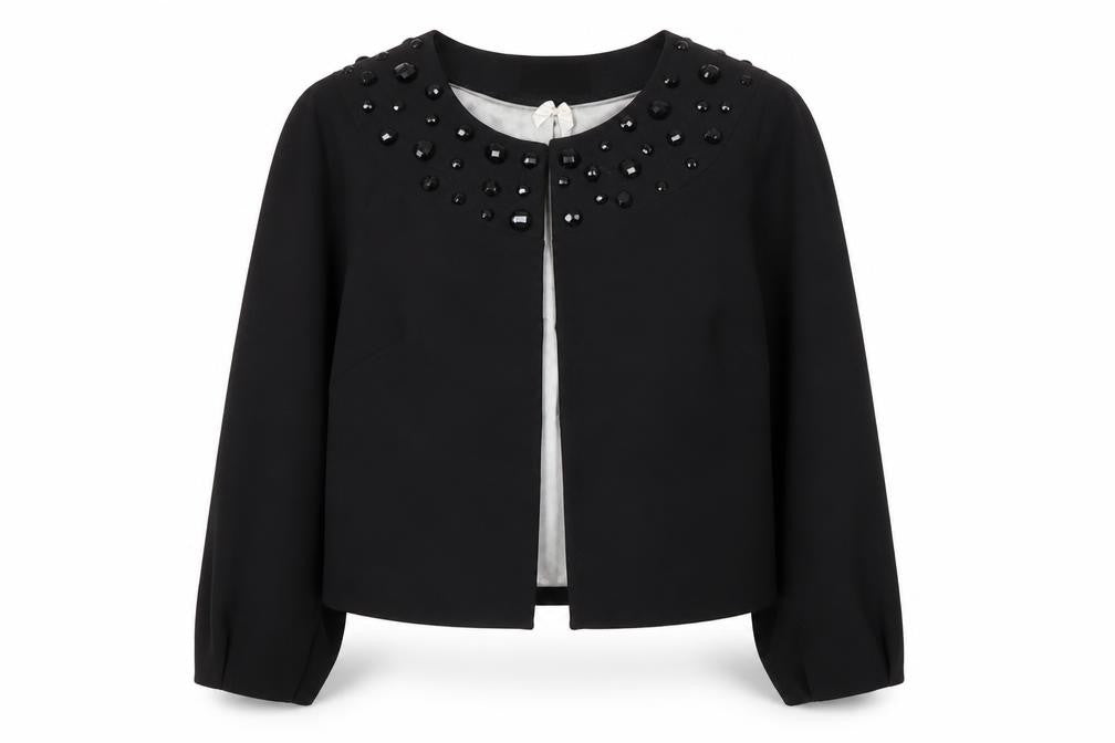 Marks & Spencer Autograph Women's Black Beaded Short Jacket UK 8