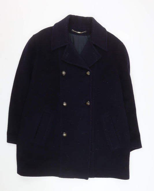 Versatile Women's Blue Wool Mohair Pea Coat UK 14 Double-Breasted