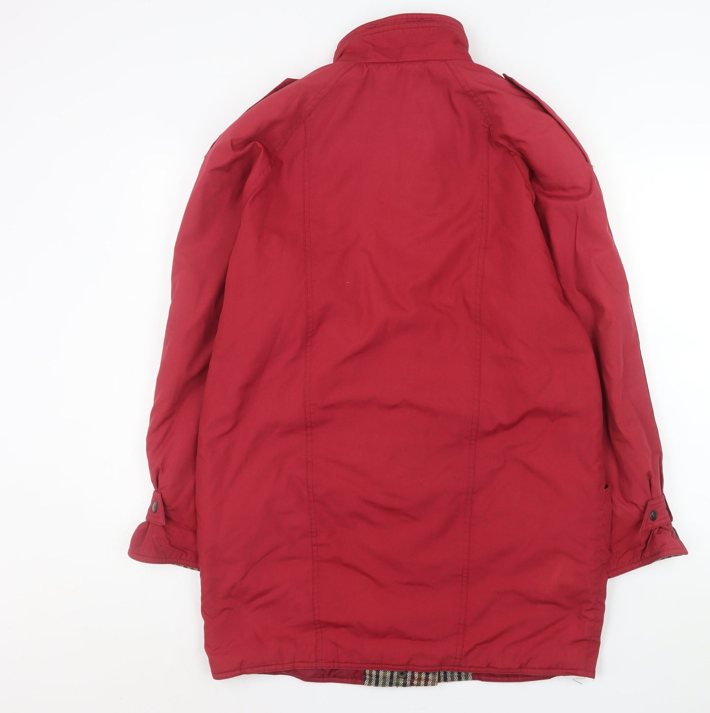 Nuage Womens Red Waterproof Rain Coat Size 10 Hooded Mid-Length Jacket