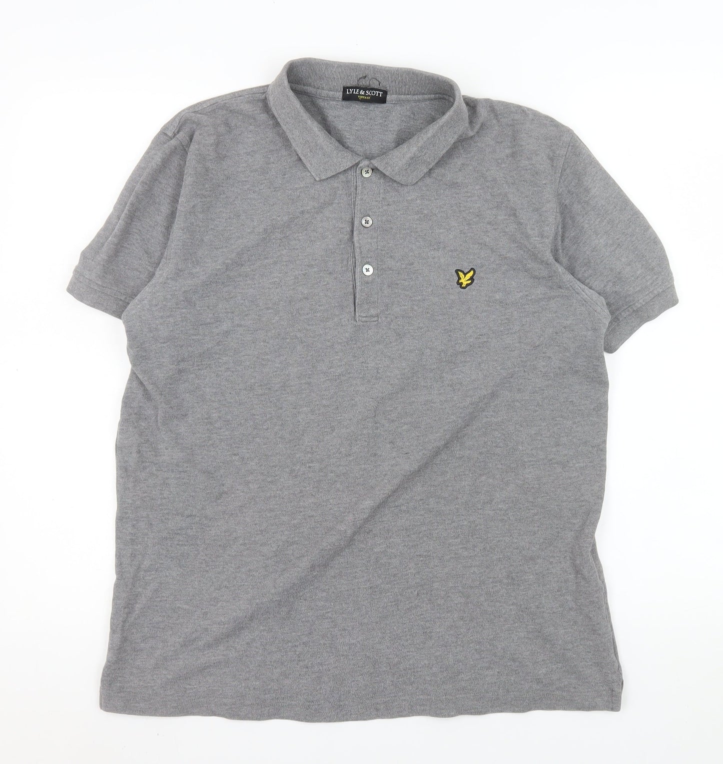 Lyle & Scott Mens Grey Cotton Short Sleeve Polo Shirt Size L