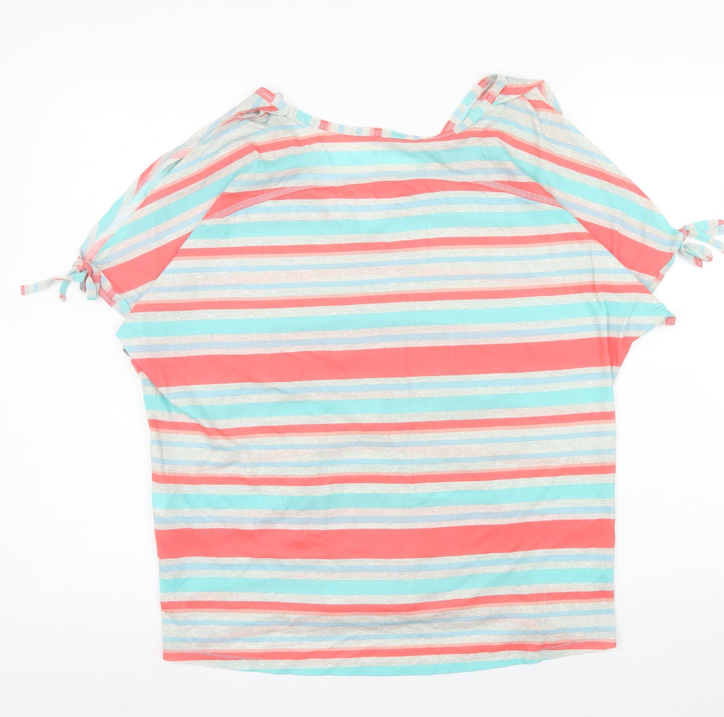 Next Womens Multicoloured Striped Cotton V-Neck Casual T-Shirt Size 12