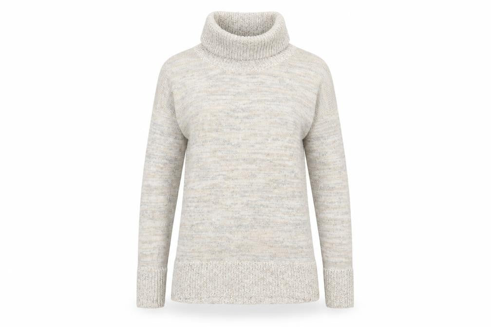 Country Casuals Women Beige Roll Neck Long Sleeve Knit Jumper Size M