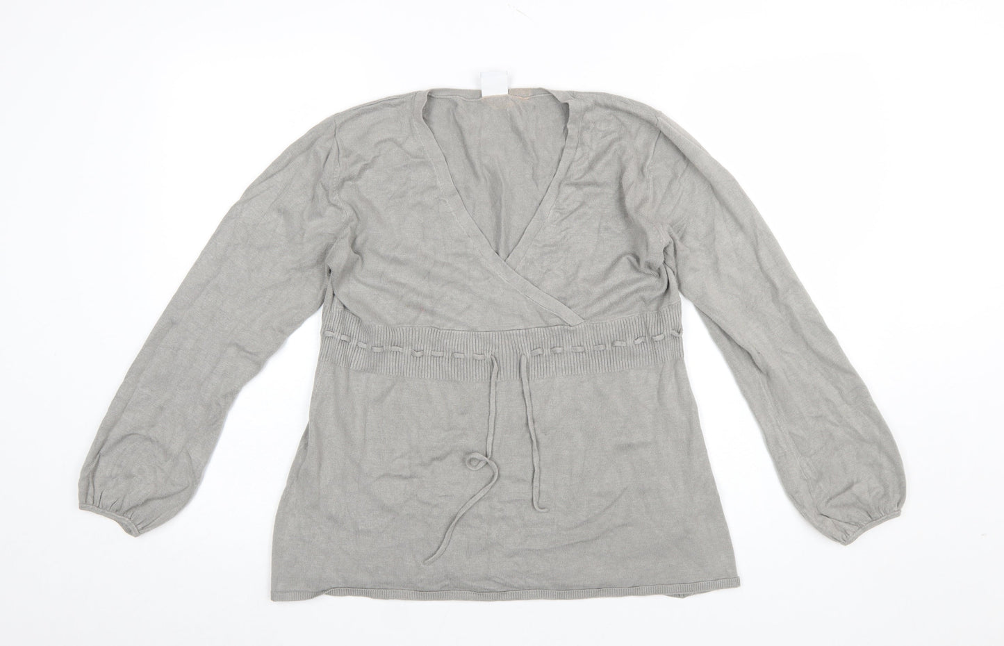 Moda Mothercare Womens Grey Viscose Knit Wrap Jumper Size 12
