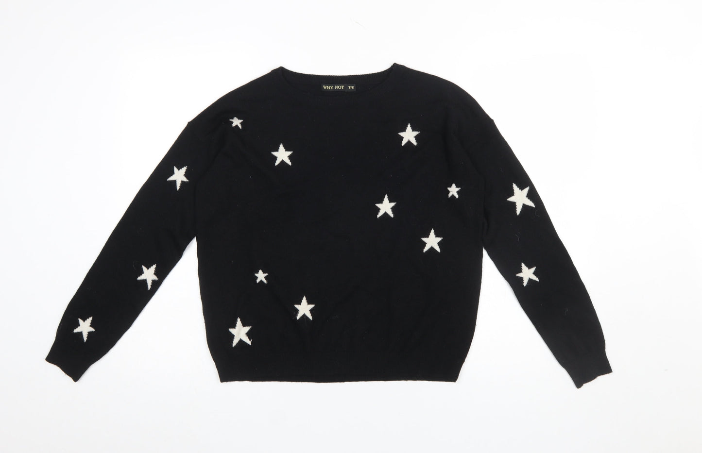 WHY NOT Women’s Black Star Sequin Pullover Jumper One Size