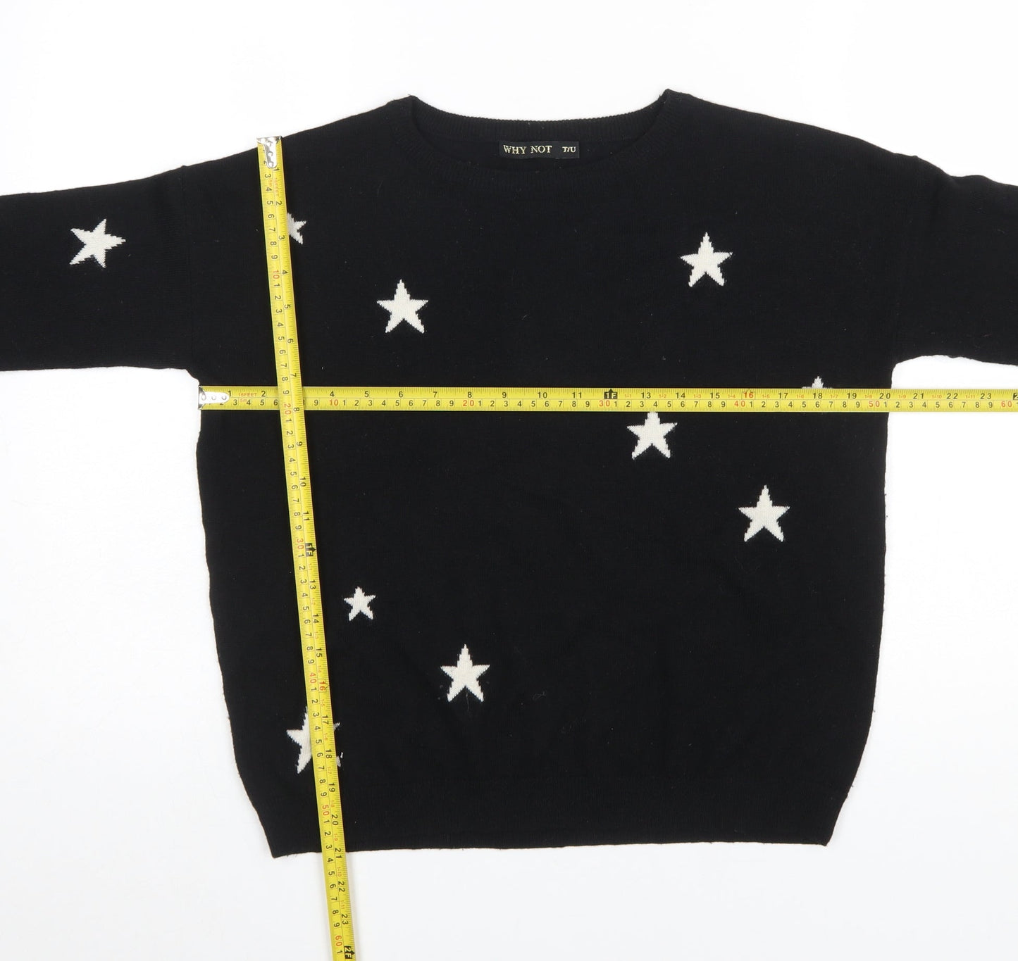 WHY NOT Women’s Black Star Sequin Pullover Jumper One Size