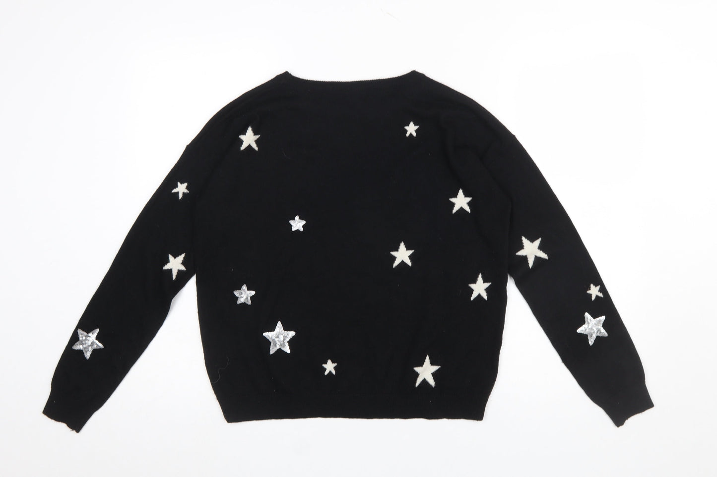 WHY NOT Women’s Black Star Sequin Pullover Jumper One Size