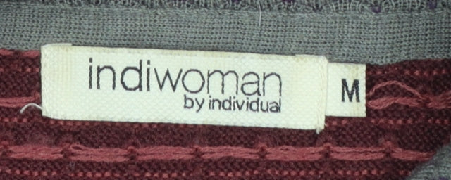 Indiwoman Red & Grey Patterned Wool Blend Long Cardigan Women’s M