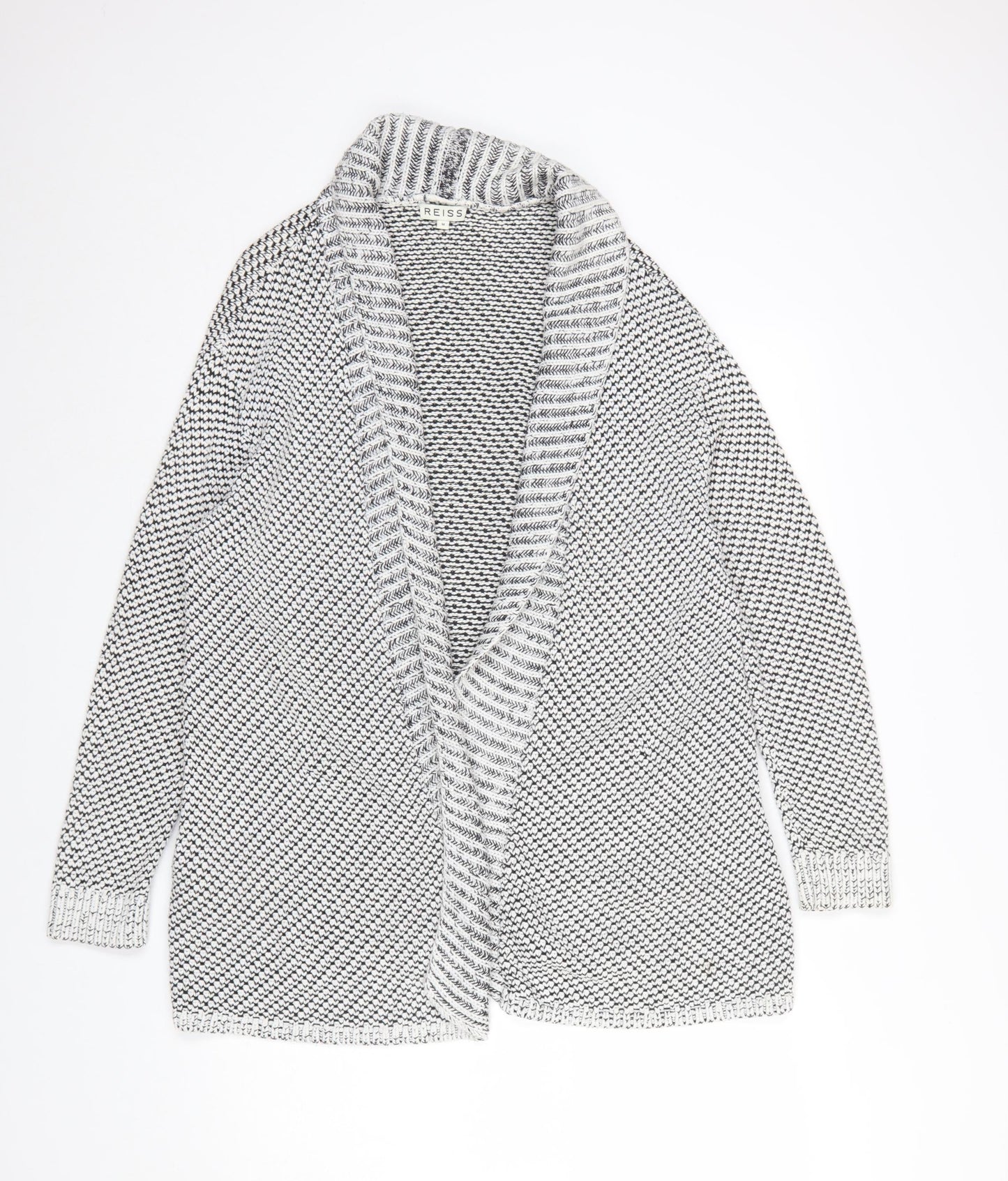 Reiss Women's Grey Cotton Blend Chunky Knit Open Cardigan Size M