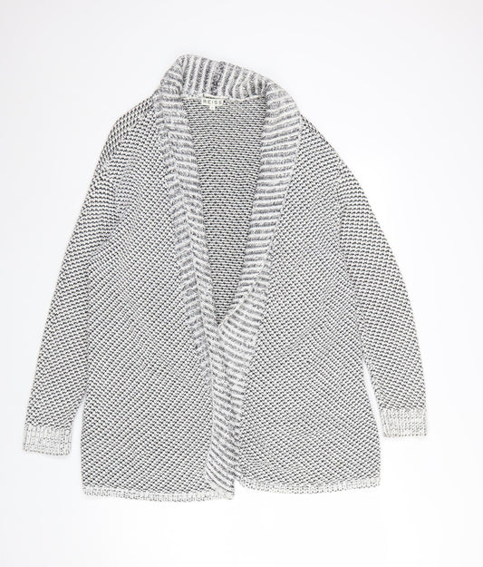 Reiss Women's Grey Cotton Blend Chunky Knit Open Cardigan Size M