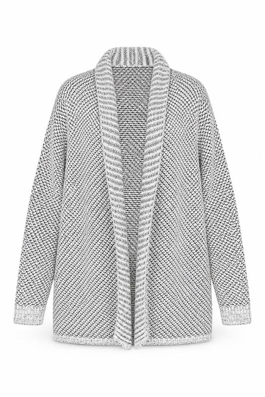 Reiss Women's Grey Cotton Blend Chunky Knit Open Cardigan Size M