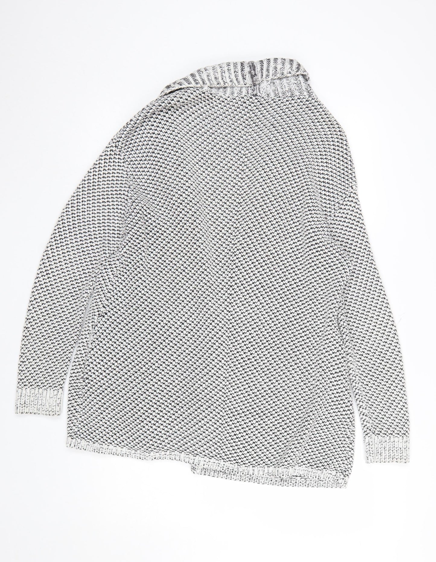 Reiss Women's Grey Cotton Blend Chunky Knit Open Cardigan Size M