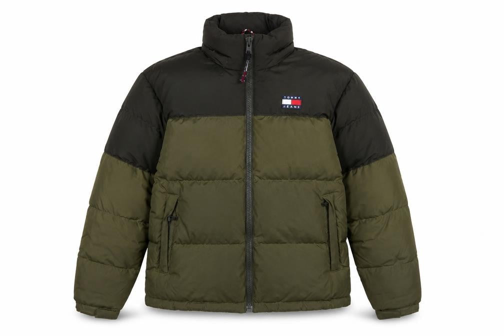 Tommy Jeans Men's Green Puffer Jacket Size S Full Zip Winter Coat