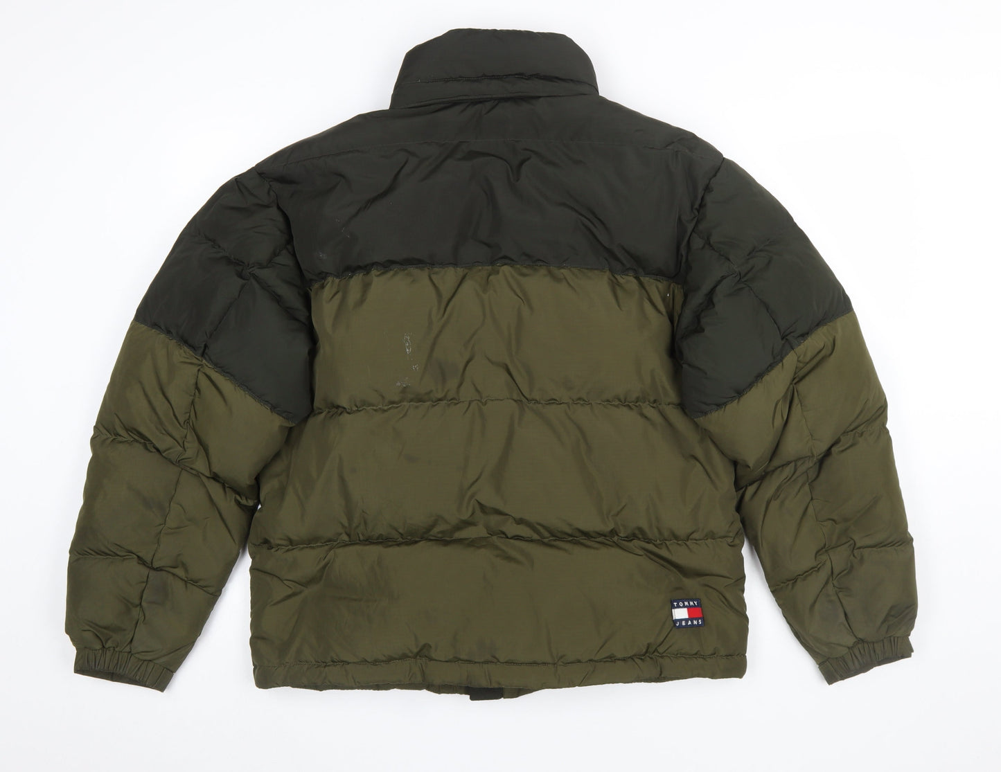 Tommy Jeans Men's Green Puffer Jacket Size S Full Zip Winter Coat