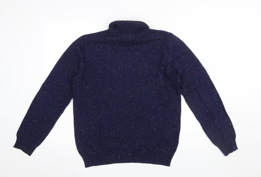 Reiss Womens Blue Roll Neck Knit Jumper Size M Cotton Wool Blend