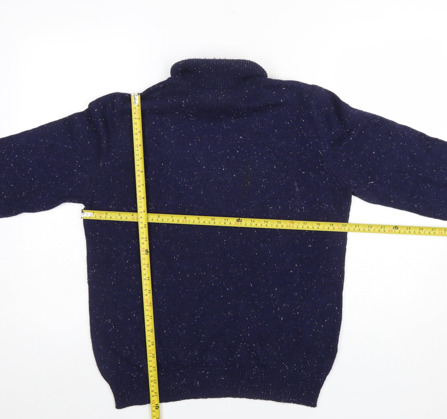 Reiss Womens Blue Roll Neck Knit Jumper Size M Cotton Wool Blend