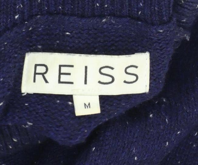 Reiss Womens Blue Roll Neck Knit Jumper Size M Cotton Wool Blend