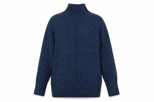 M&Co Women’s Blue Mock Neck Sparkle Knit Jumper Size 10