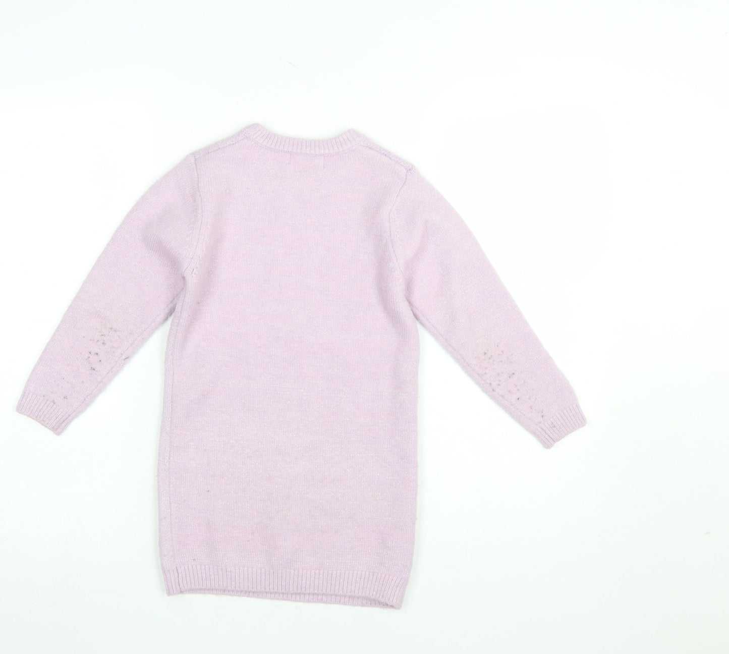 Primark Girls Pink Unicorn Sequin Jumper Dress 6-7 Years Long Sleeve Knit