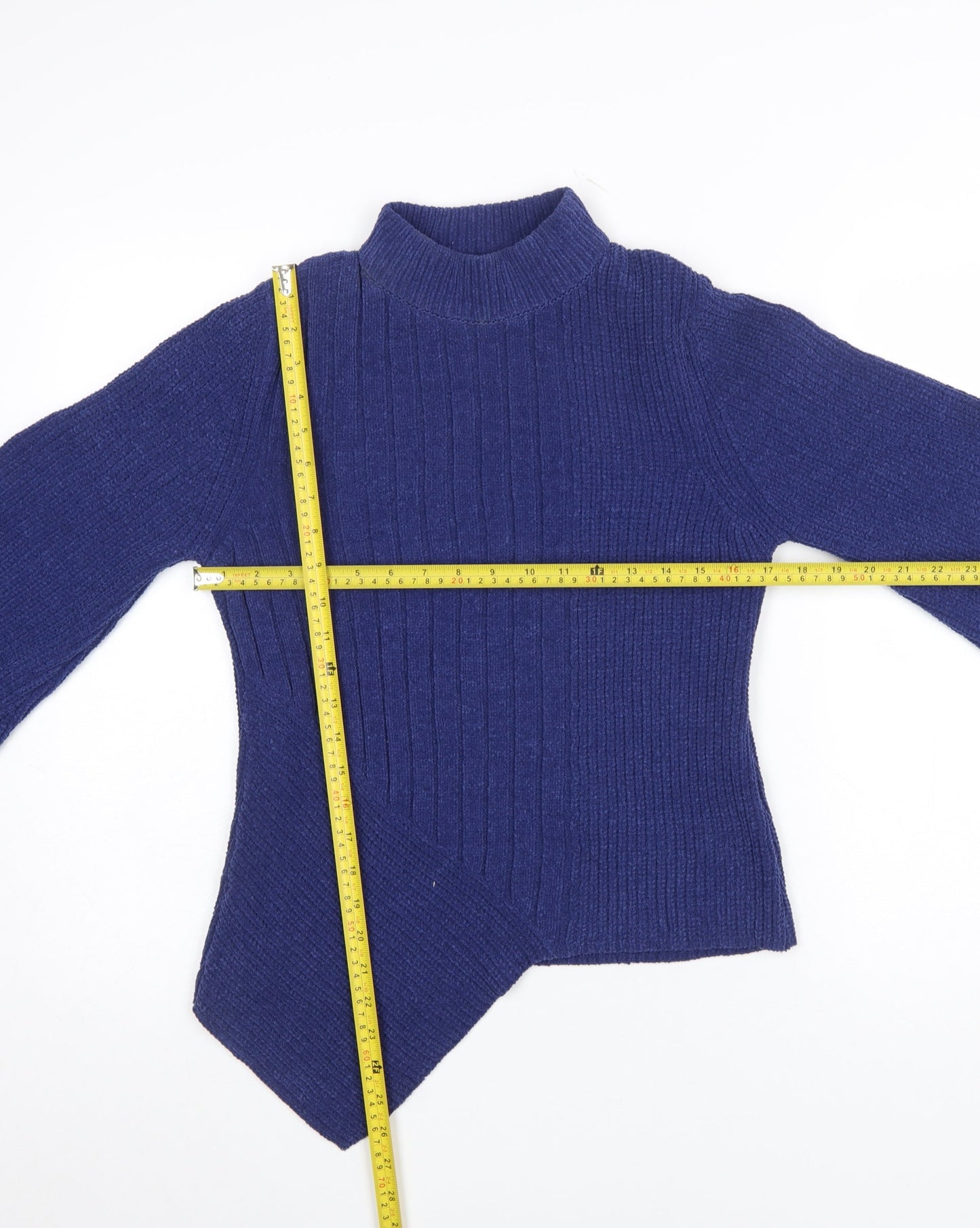 Moda Elementi Women Blue Mock Neck Wool Blend Jumper M