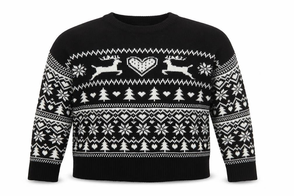 George Women’s Black White XL Fair Isle Reindeer Christmas Jumper