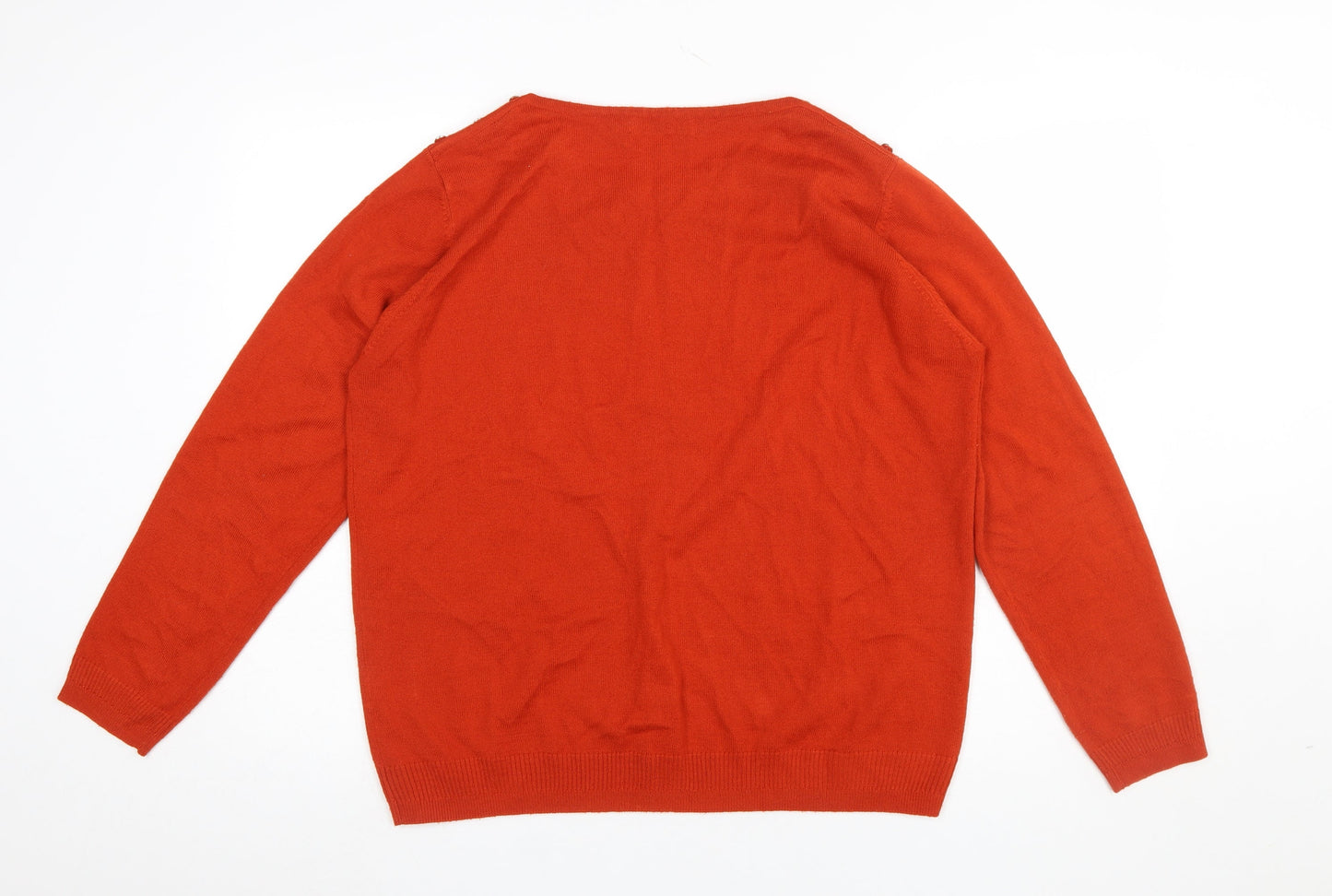 Isle Women's Orange Knit Crew Neck Long Sleeve Jumper Size 18-20