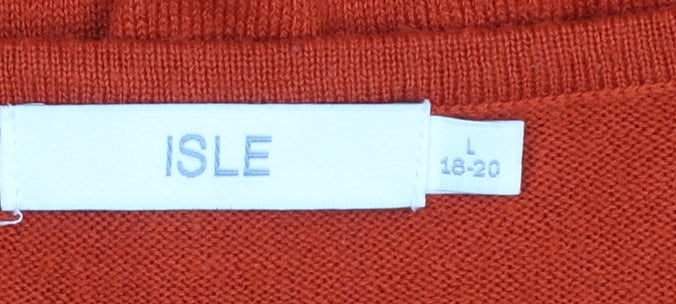 Isle Women's Orange Knit Crew Neck Long Sleeve Jumper Size 18-20