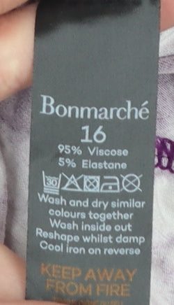 Bonmarché Women’s Purple Geometric A-Line Sleeveless Dress Size 16