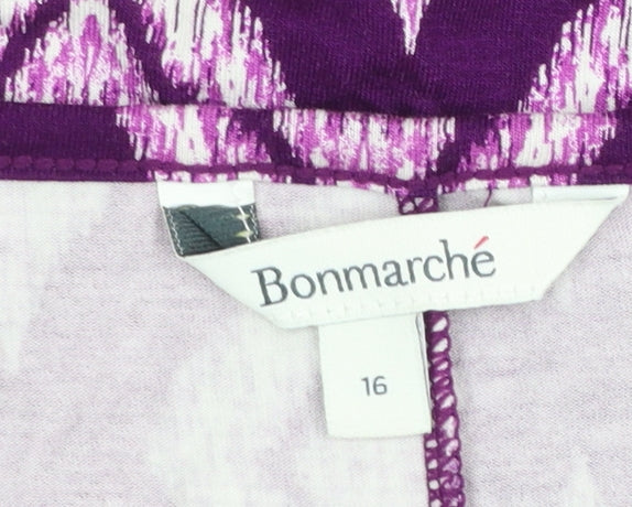 Bonmarché Women’s Purple Geometric A-Line Sleeveless Dress Size 16