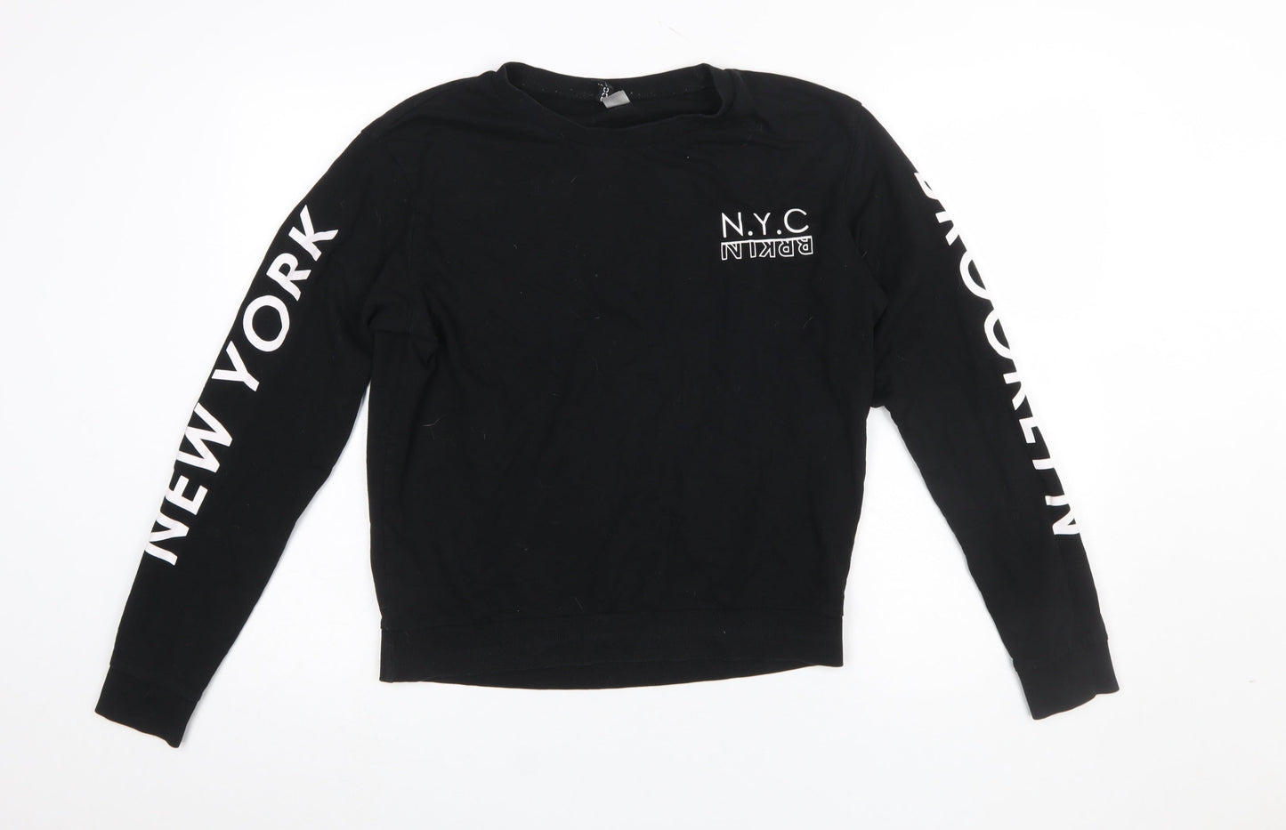 H&M Divided Womens Black NYC Brooklyn Pullover Sweatshirt M