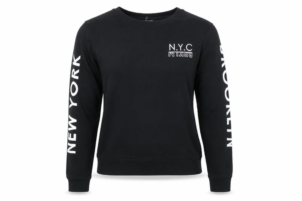 H&M Divided Womens Black NYC Brooklyn Pullover Sweatshirt M