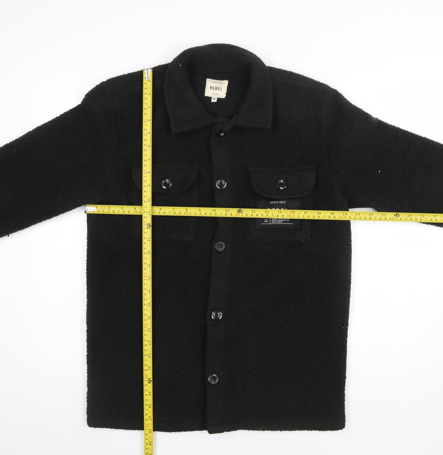 Redefined Rebel Men's Black Fleece Button Jacket Size M