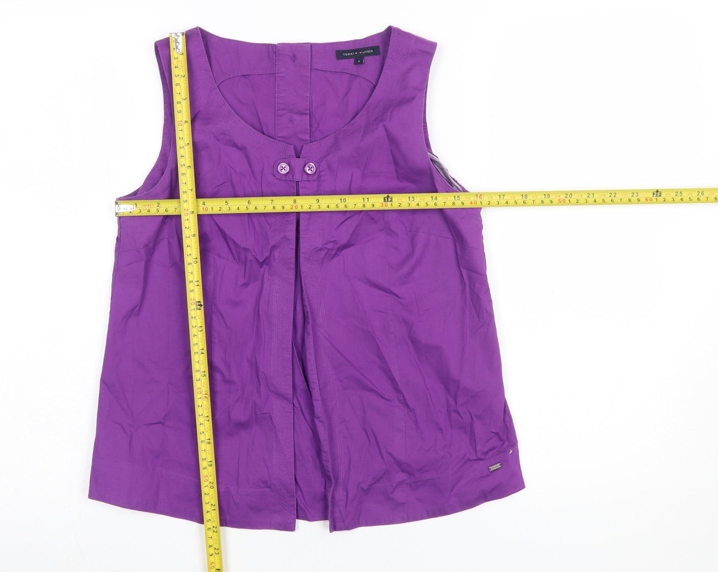 Tommy Hilfiger Women's Purple Sleeveless Cotton Blouse Size 10