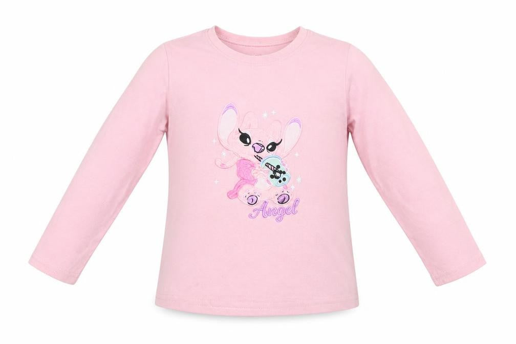 Disney Stitch Girls Pink Long Sleeve Nightshirt 6-7 Years 100% Polyester