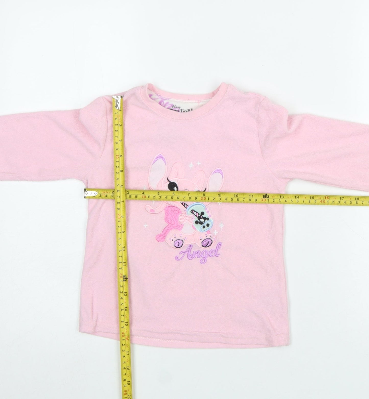 Disney Stitch Girls Pink Long Sleeve Nightshirt 6-7 Years 100% Polyester